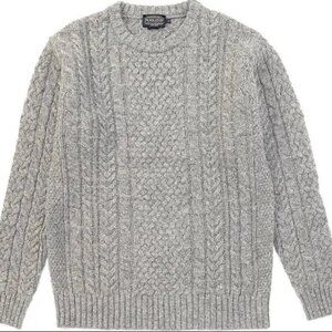Men's Grey Pendleton Cable-Knit Wool Sweater